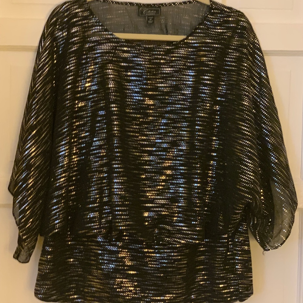Elegant Black and Sparkle Women's Blouse with button detail 14